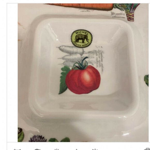 Michel Design Works Melamine Serveware Square Tray Chip & Dip Vegetable Kingdom - Picture 5 of 5